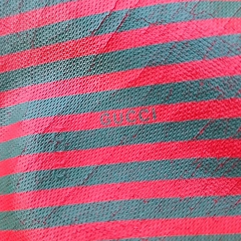 Gucci Red and Green Striped Vintage Women's Bucket Bag - Picture 13 of 16